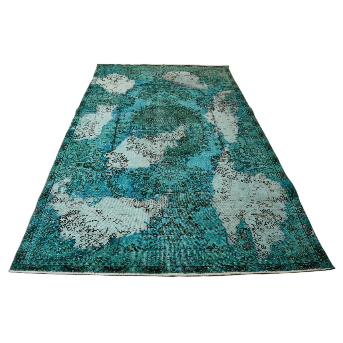 Turkoois vintage vloerkleed - 284x168 cm - HANDGEMAAKT