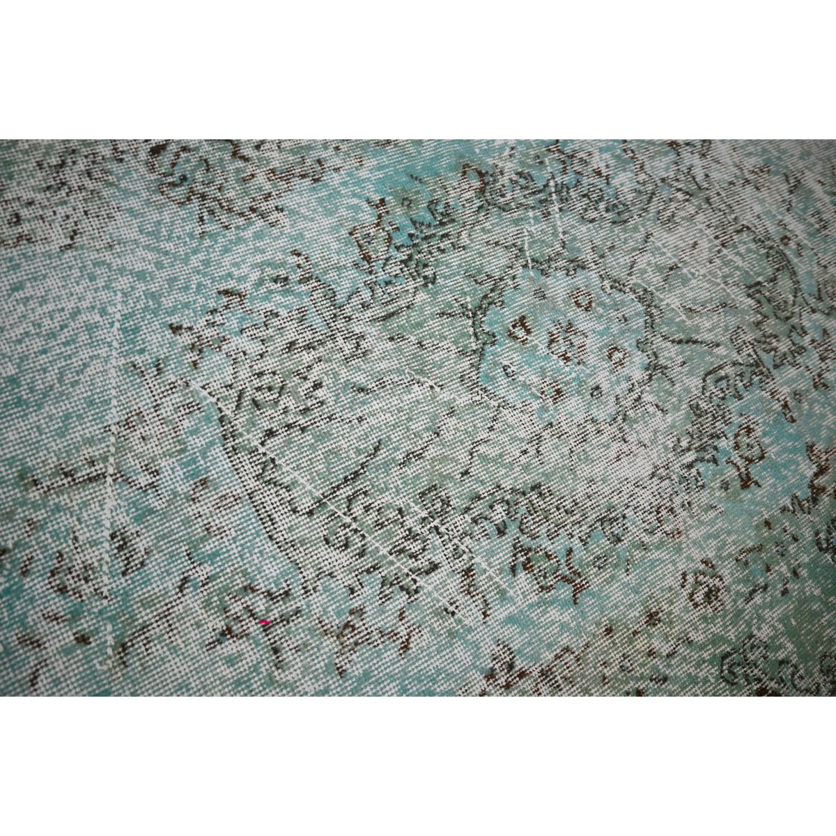 Turquoise vintage vloerkleed - 216x116 cm - HANDGEMAAKT