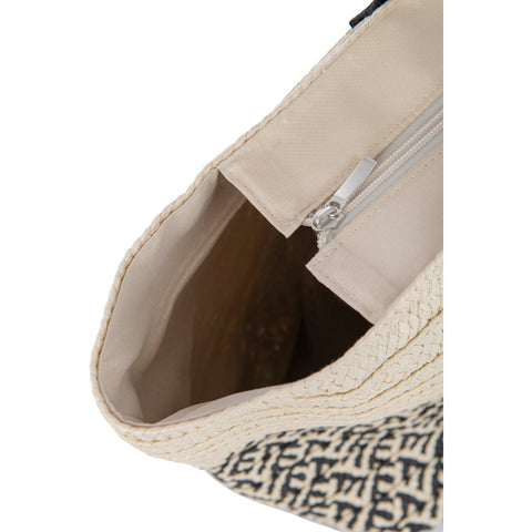 J-Line Set Van 2 Tas+ Hoed Patronen Papier/Katoen Beige/Zwart