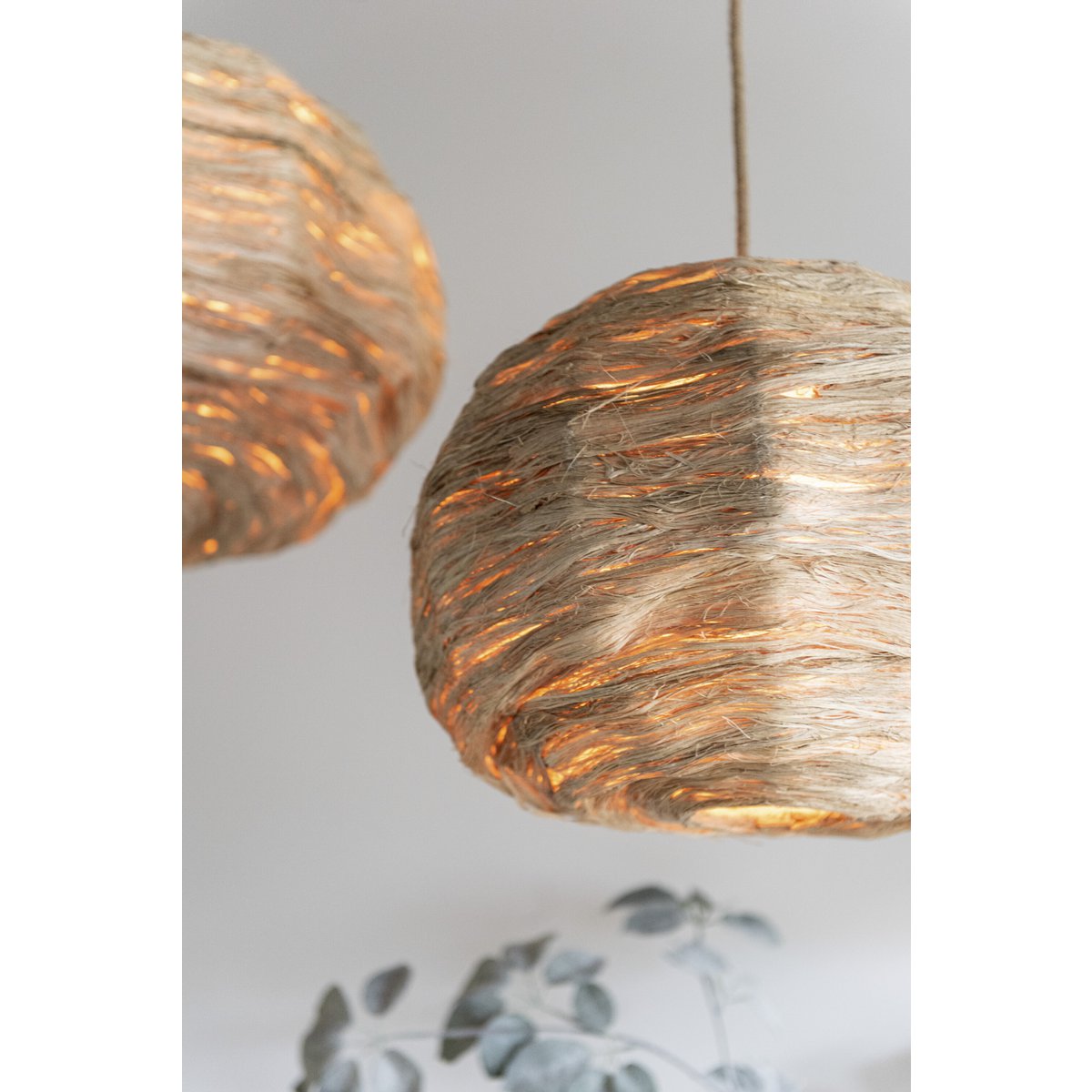 J-Line hanglamp Bol Bananenbladeren  - jute - naturel - small