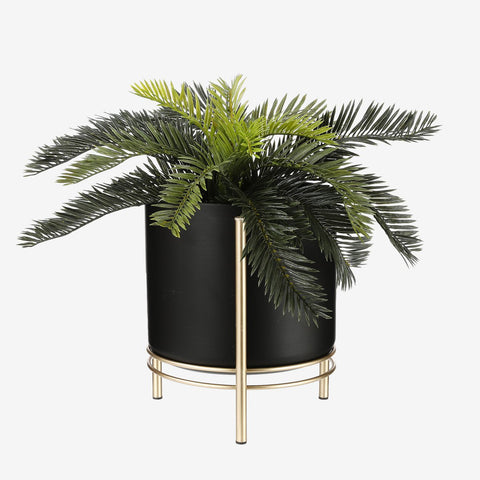 Sverre Bloempot op Standaard - H28 x Ø19 cm - Zwart, Goud