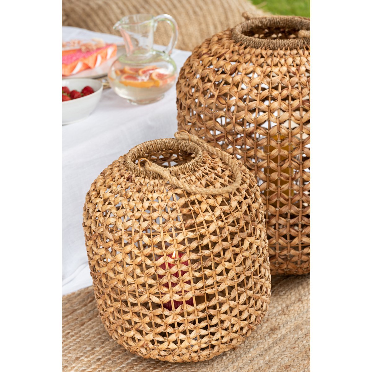 J-Line lantaarn Lena Water - riet - naturel - large