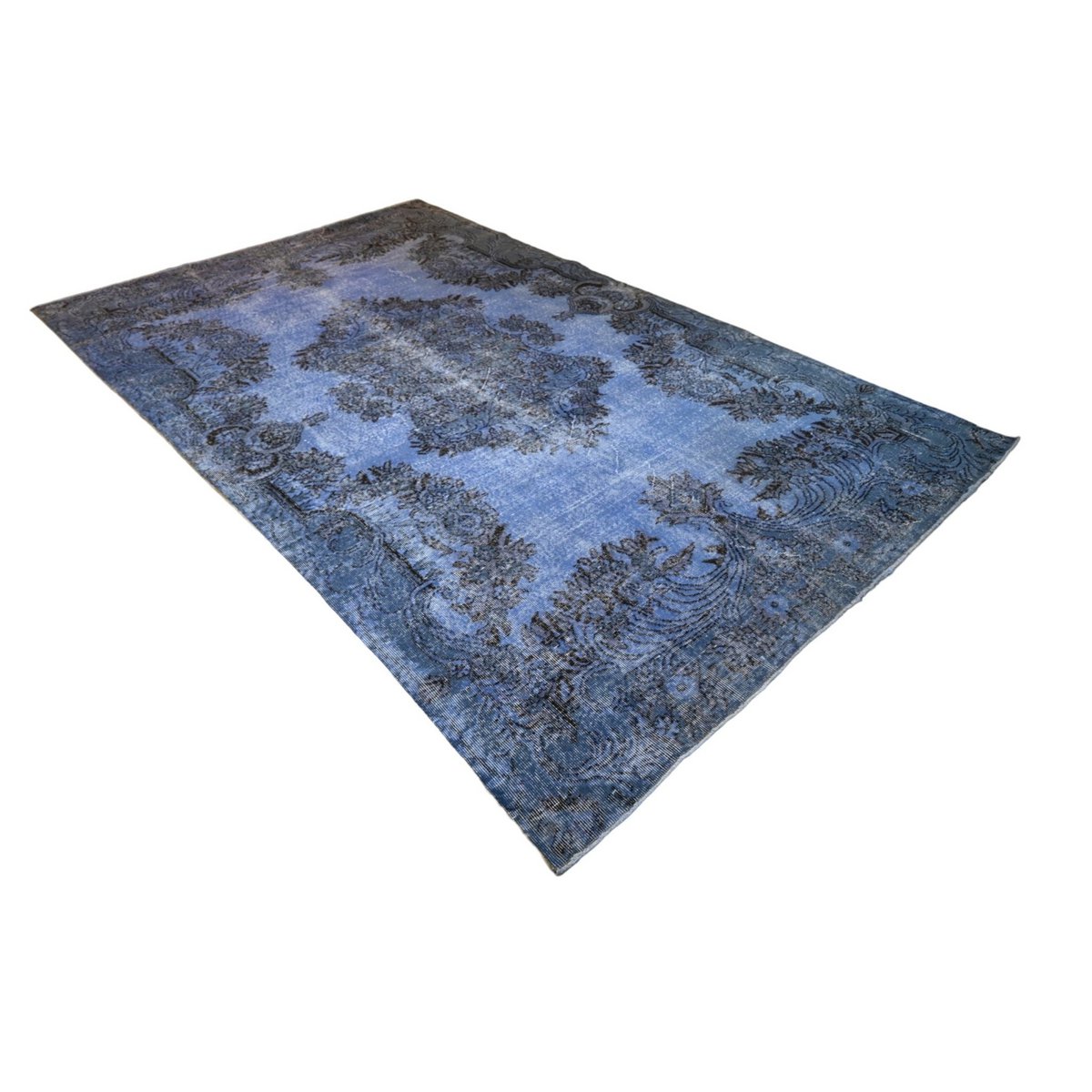 Blauw vintage vloerkleed - 285x193 cm - HANDGEMAAKT