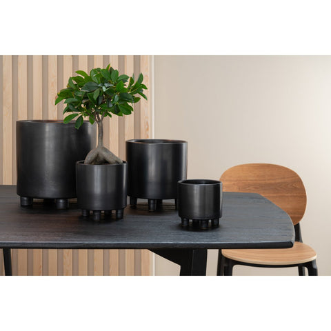 J-Line Bloempot Smoke Keramiek Grijs/Zwart Extra Large