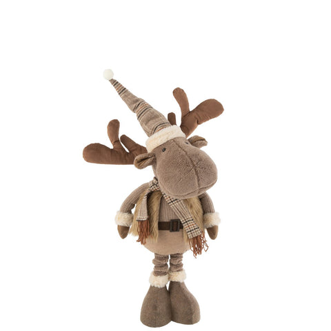 J-Line Rendier Winter Staand Textiel Bruin Large