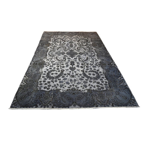 Grijs carved vintage vloerkleed - 258x167 cm - HANDGEMAAKT