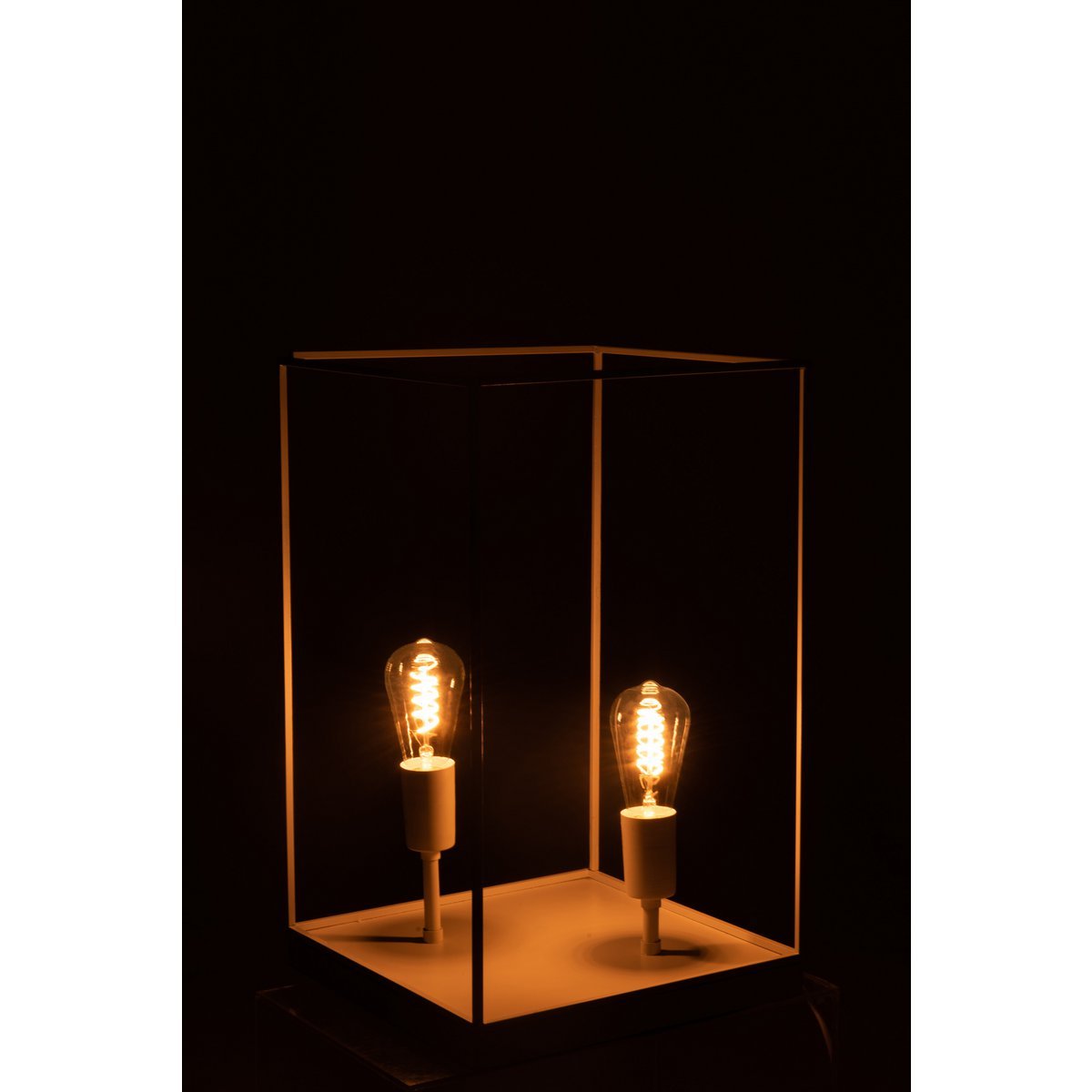 J-Line 2 Lampen Rechthoekige Frame tafellamp - metaal - wit - L