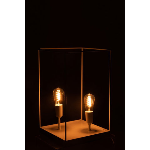 J-Line 2 Lampen Rechthoekige Frame tafellamp - metaal - wit - L