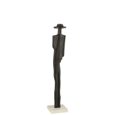 J-Line figuur Persoon - aluminium/marmer - zwart/wit - small