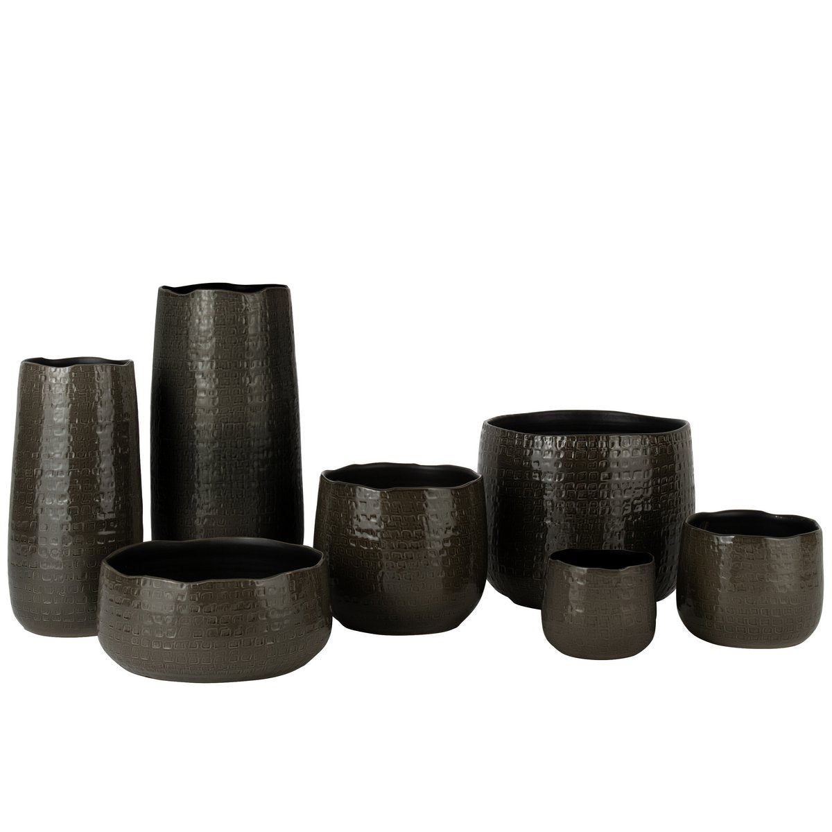 J-Line vaas Patroon - keramiek - donkergrijs - large