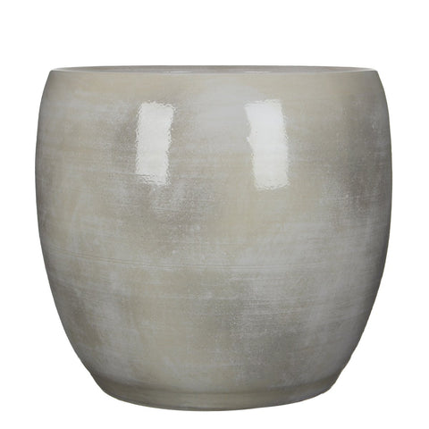 Lester Bloempot - H35 x Ø38 cm - Terracotta - Lichtgrijs