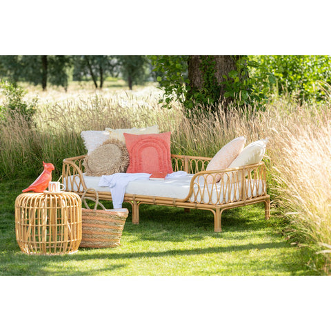 J-Line kussen Rond Raffia  - jute - n aturel