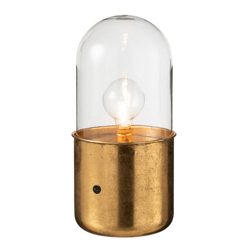 J-Line tafellamp Antiek - glas/zink - goud - large - LED lichtjes