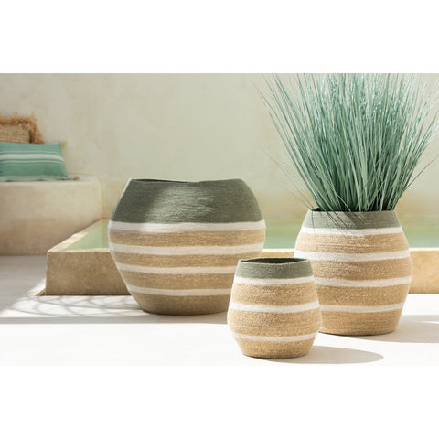 J-Line Grassen In Pot Metaal Plastiek Blauw/Groen Large