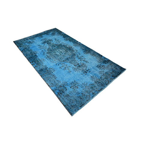 Blauw vintage vloerkleed - 217x119 cm - HANDGEMAAKT