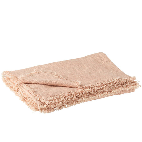 J-Line Plaid franje - polyester - lichtroze - 130 x 170 cm