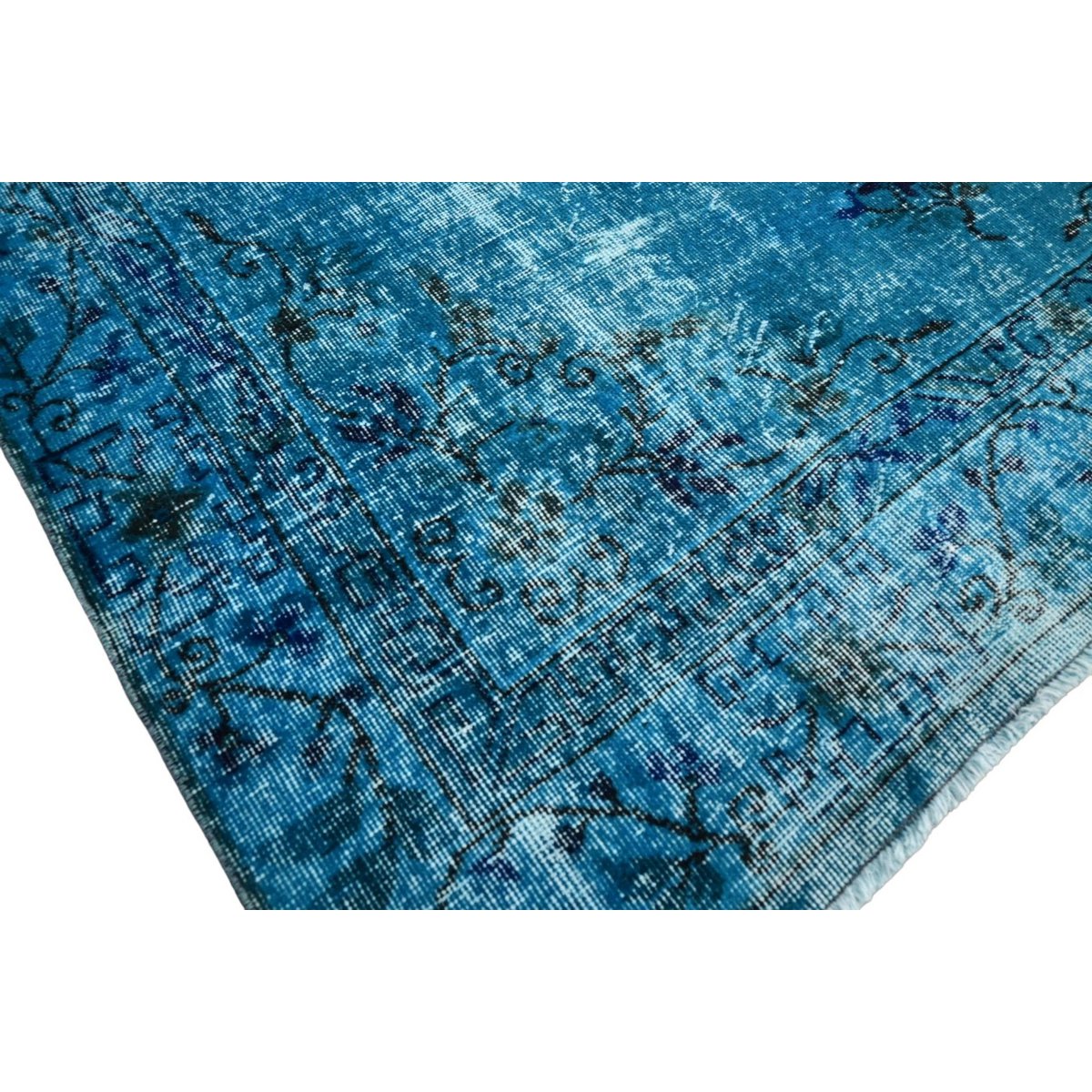 Blauw vintage vloerkleed - 296x184 cm - HANDGEMAAKT
