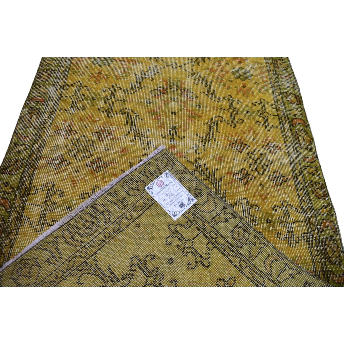 Geel vintage loper - 327x92 cm - HANDGEMAAKT