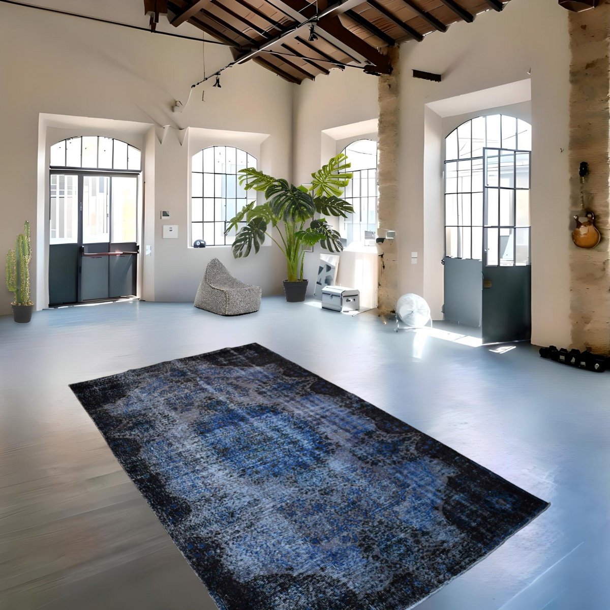 Blauw vintage vloerkleed - 270x157 cm - HANDGEMAAKT