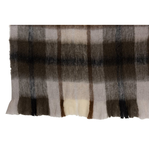 J-Line Plaid ruit - polyester - bruin/ grijs/ wit - 190 x 136 cm