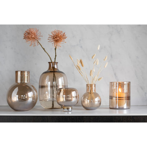 J-Line vaas Bol Met Hals - glas - amber - large