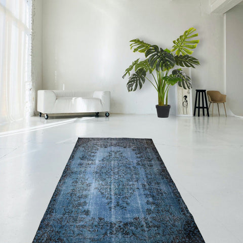 Blauw vintage vloerkleed - 294x165 cm - HANDGEMAAKT