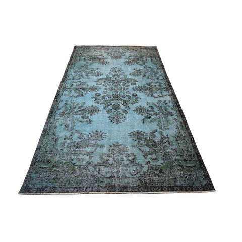 Blauw vintage vloerkleed - 216x114 cm - HANDGEMAAKT