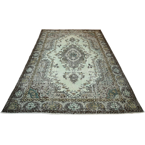 Licht groen vintage vloerkleed - 250x168 cm - HANDGEMAAKT