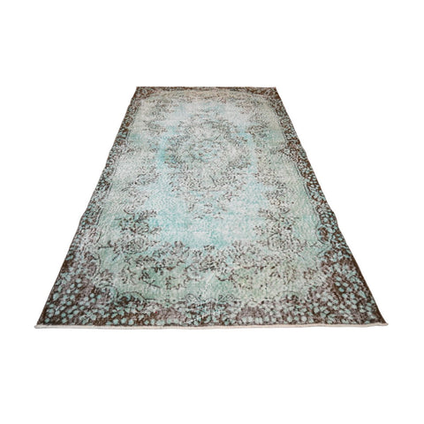 Turquoise vintage vloerkleed - 216x116 cm - HANDGEMAAKT