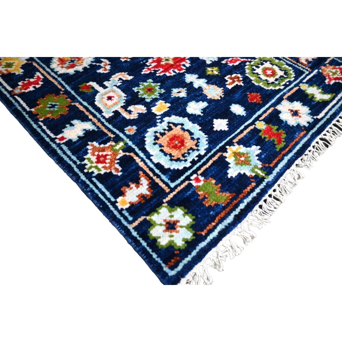 Blauw Azeri vloerkleed - 93x63 cm - HANDGEMAAKT