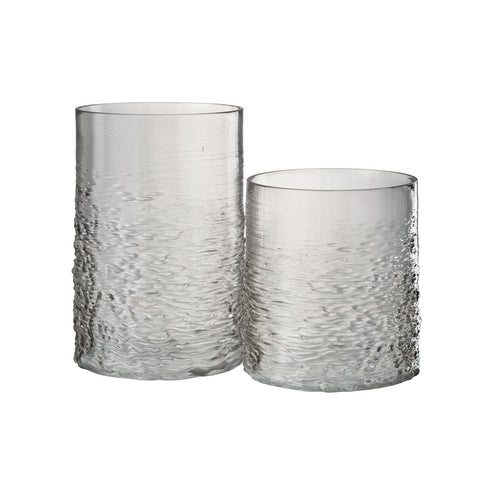 J-Line windlicht Zee - kaarshouder - glas - grijs - large