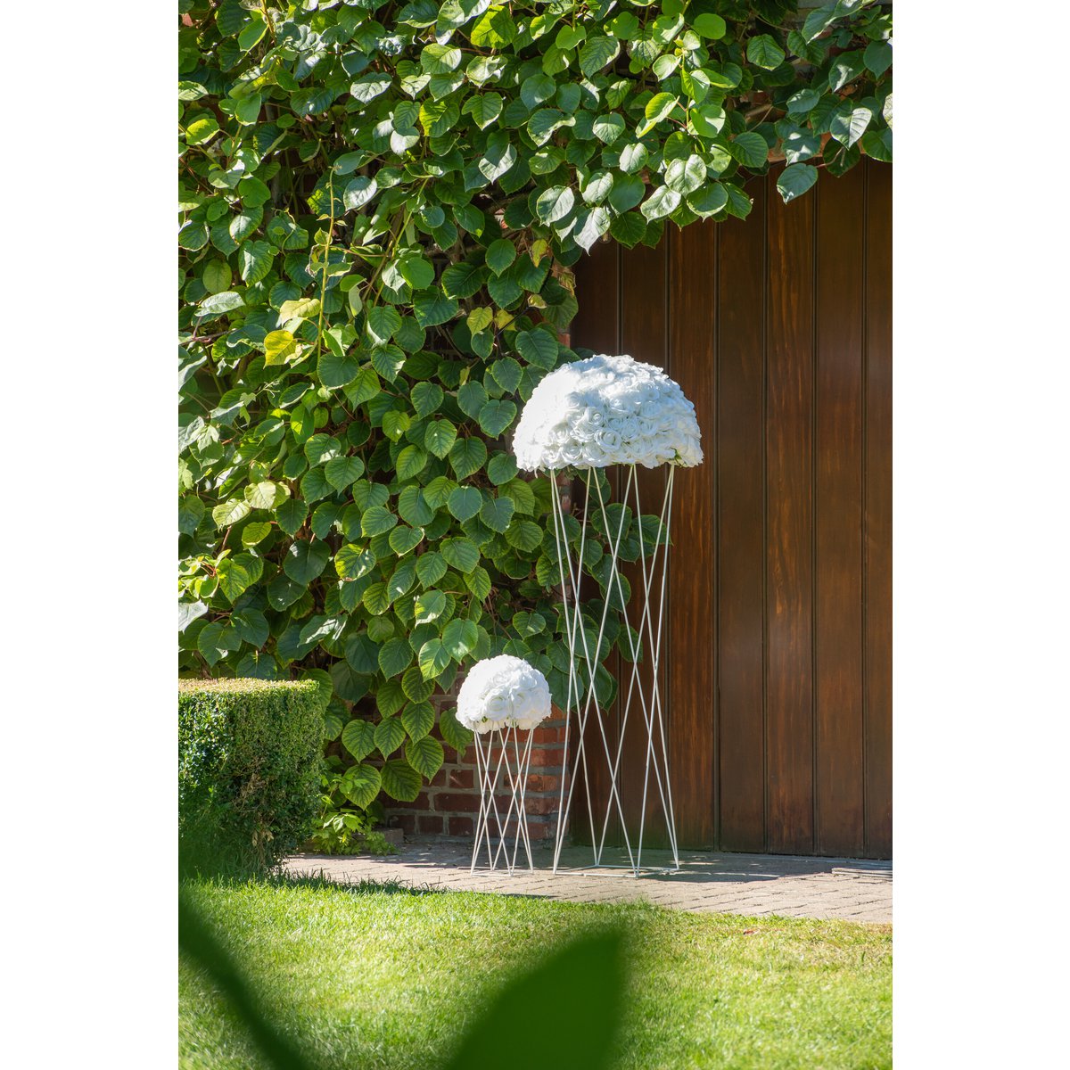 J-Line Bloembol Half Rozen Plastiek Wit Small