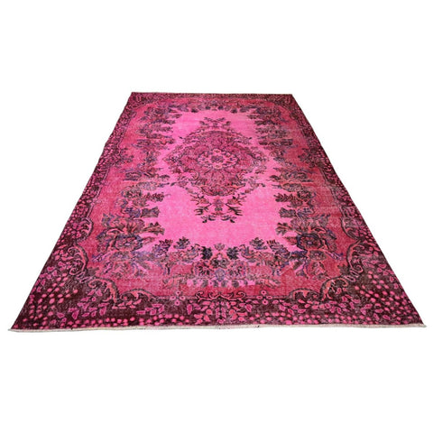 Roze vintage vloerkleed - 282x180 cm - HANDGEMAAKT