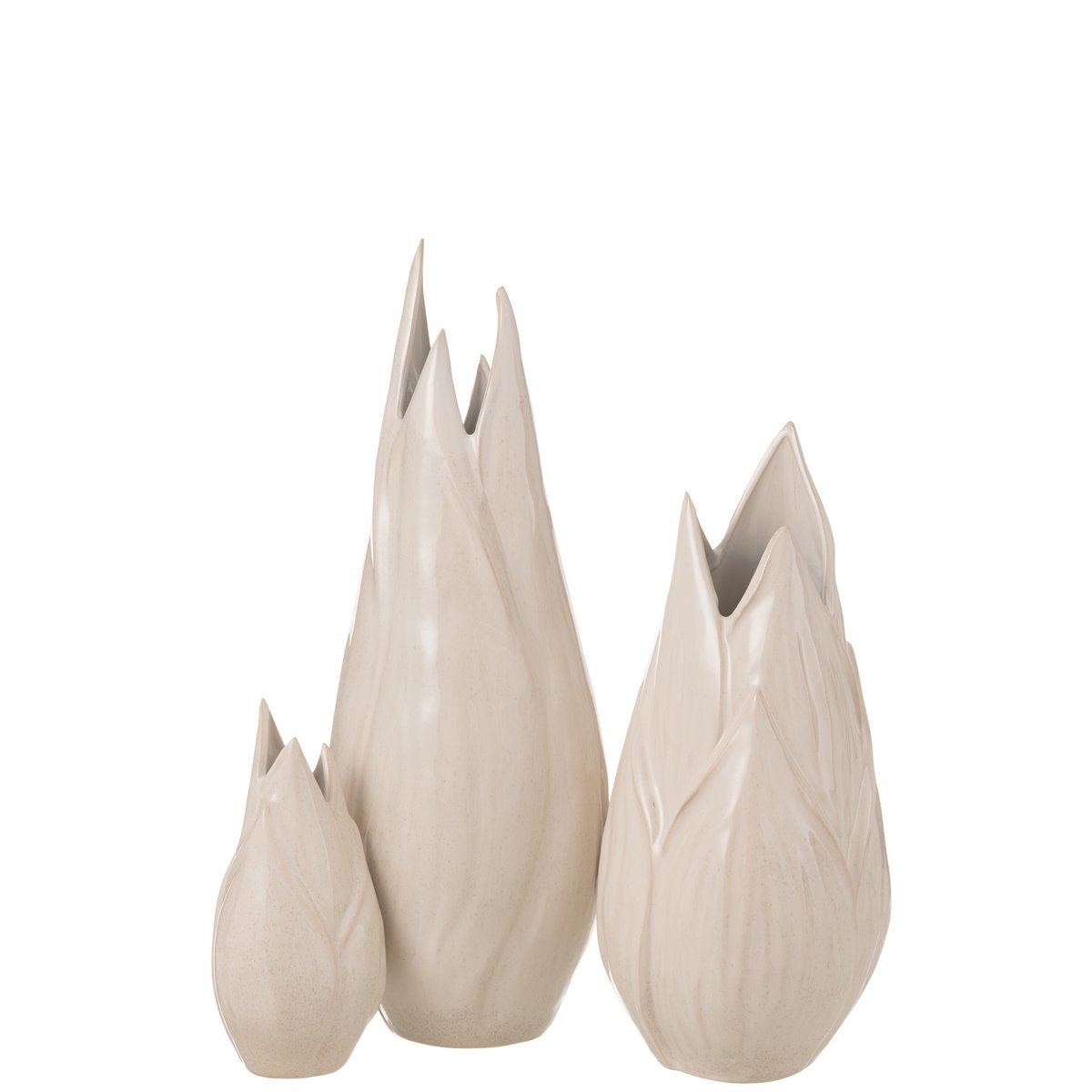 J-Line vaas Ibiza Blinkend - keramiek - beige - large