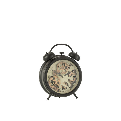 J-Line Wekker Romeinse Cijfers klok - metaal - zwart - M - Ø 34 cm