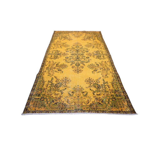 Geel vintage vloerkleed - 214x115 cm - HANDGEMAAKT