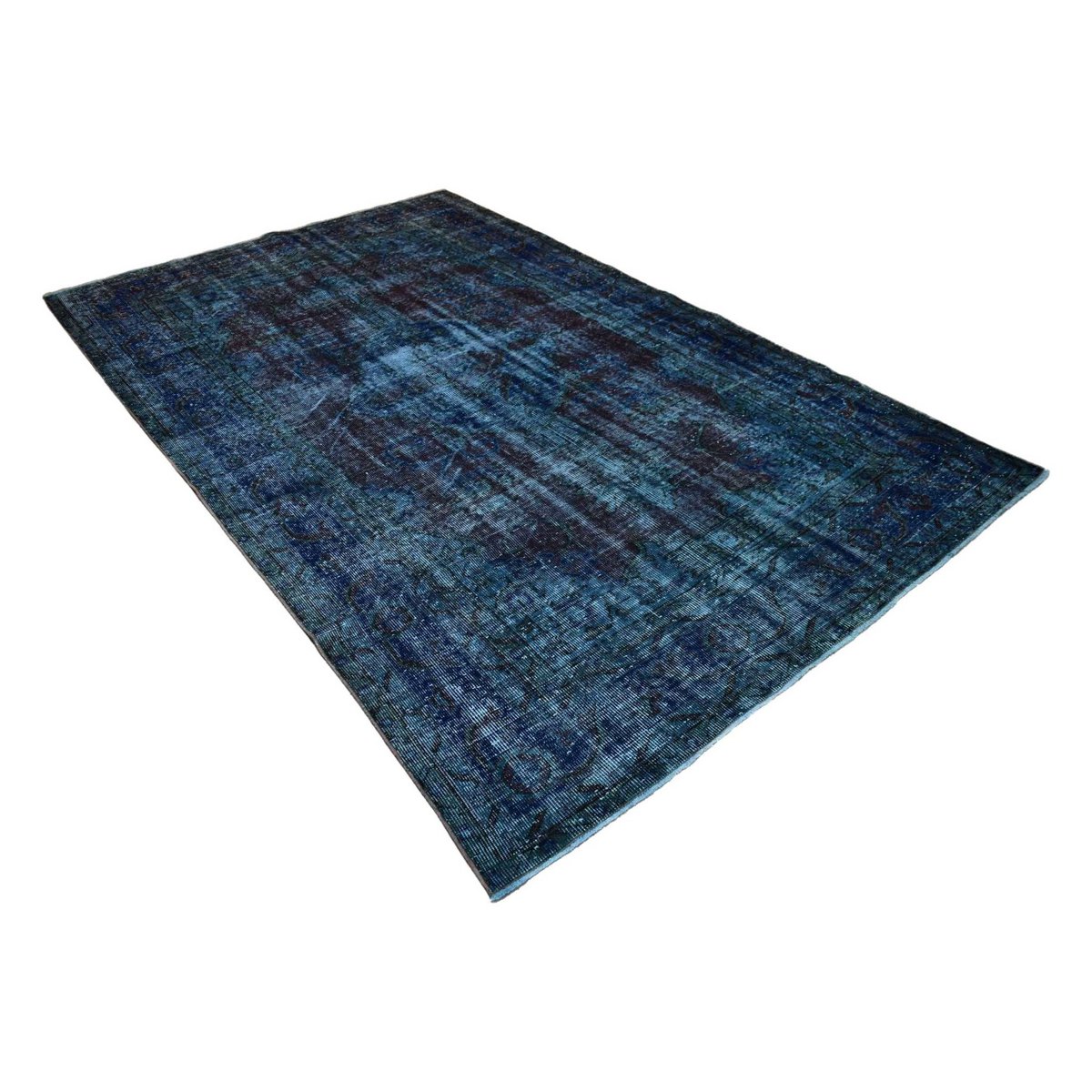 Blauw vintage vloerkleed - 281x174 cm - HANDGEMAAKT
