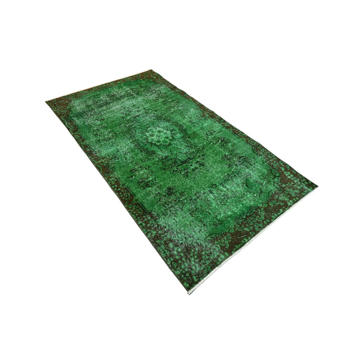 Groen vintage vloerkleed - 196x108 cm - HANDGEMAAKT