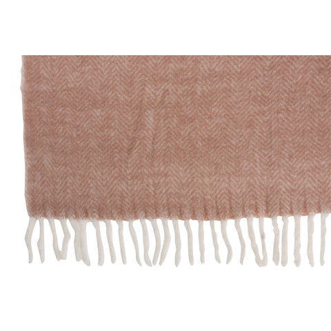 J-Line Plaid alpha - polyester - roze/ wit - 160 x 130 cm