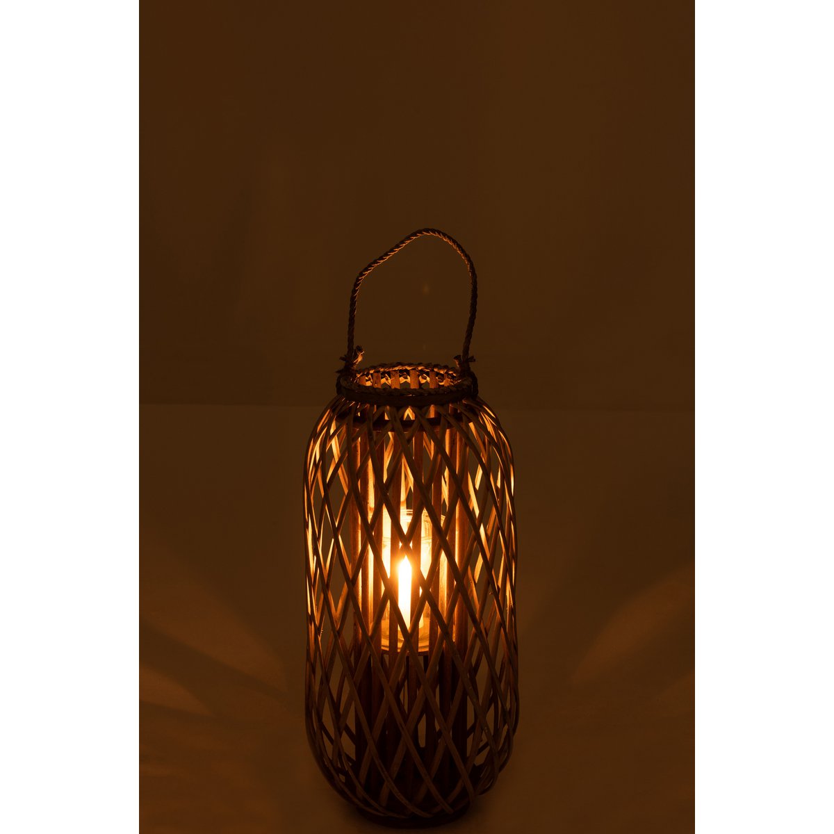 J-Line lantaarn Willow - hout - grijs - small
