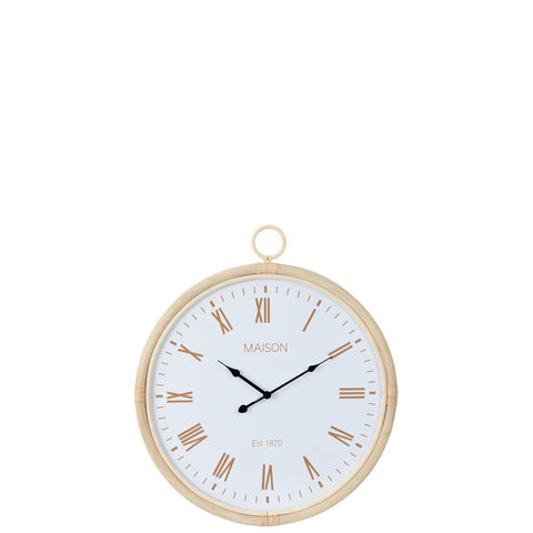 J-Line wandklok Kyr - jute - naturel/wit - medium - Ø 4.5 cm