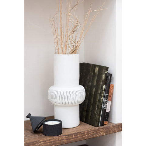 J-Line vaas Streep Bal - glas - wit - large