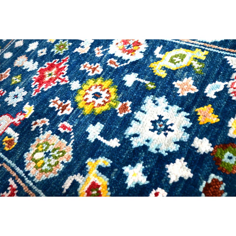 Blauw Azeri vloerkleed - 95x61 cm - HANDGEMAAKT