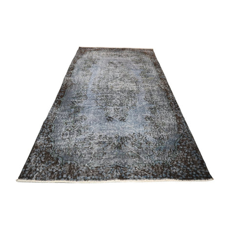 Grijs blauw vintage vloerkleed - 206x112 cm - HANDGEMAAKT