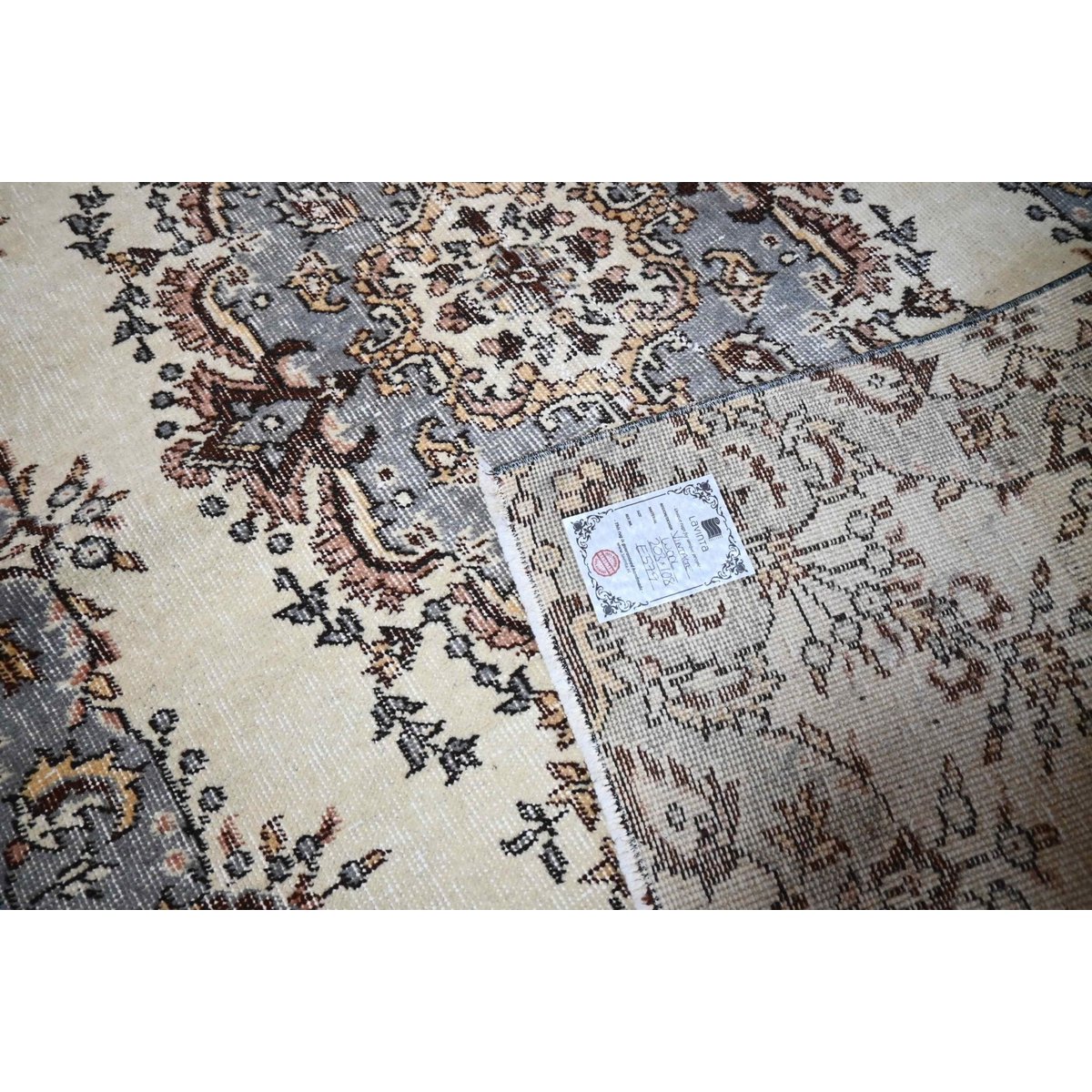 Beige vintage vloerkleed - 203x108 cm - HANDGEMAAKT