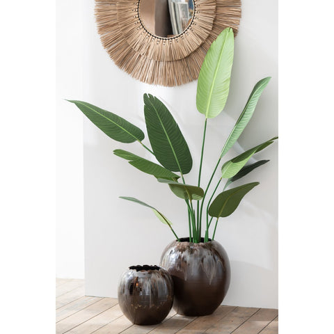 J-Line Bloempot Keramiek Bruin Medium