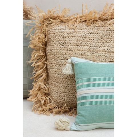 J-Line kussen Vierkant Raffia - jute - naturel - small