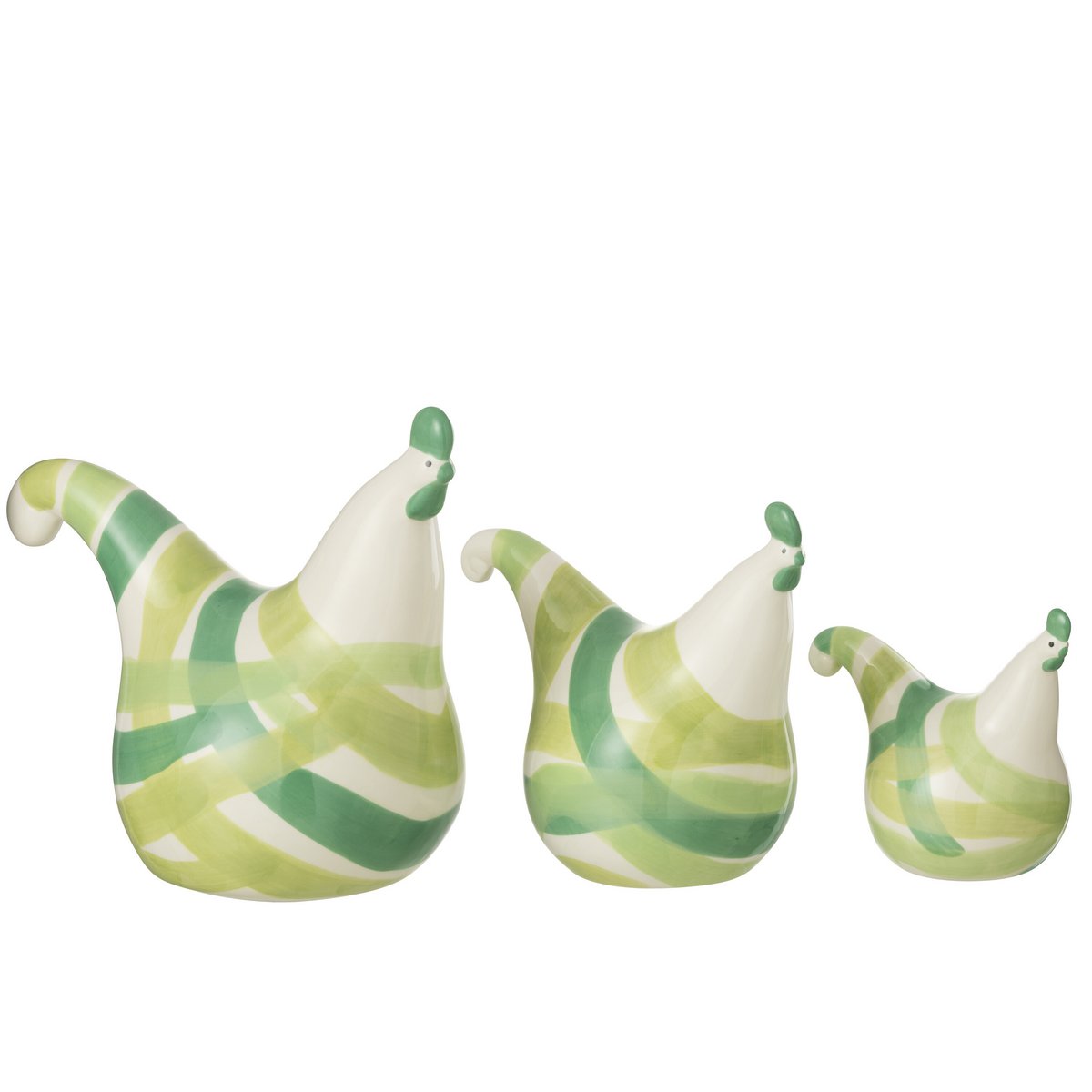 J-Line decoratie Hanen Lijnen Dolomiet - keramiek - groen