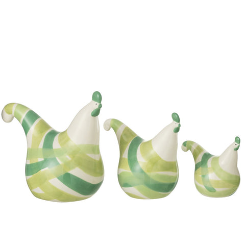 J-Line decoratie Hanen Lijnen Dolomiet - keramiek - groen