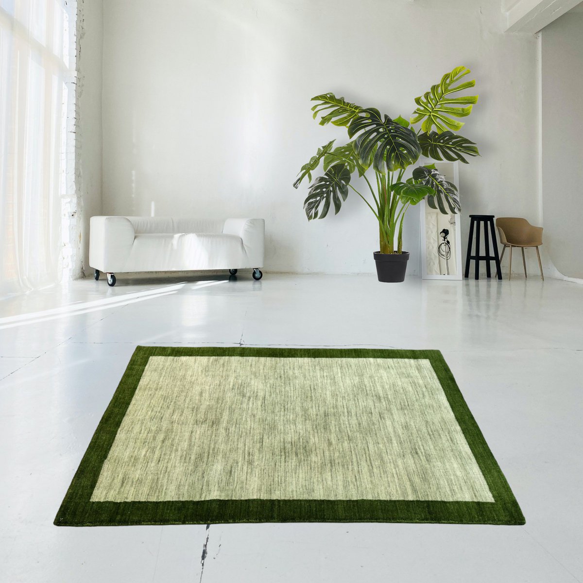 Groen Gabbeh vloerkleed - 150x90 cm - HANDGEMAAKT